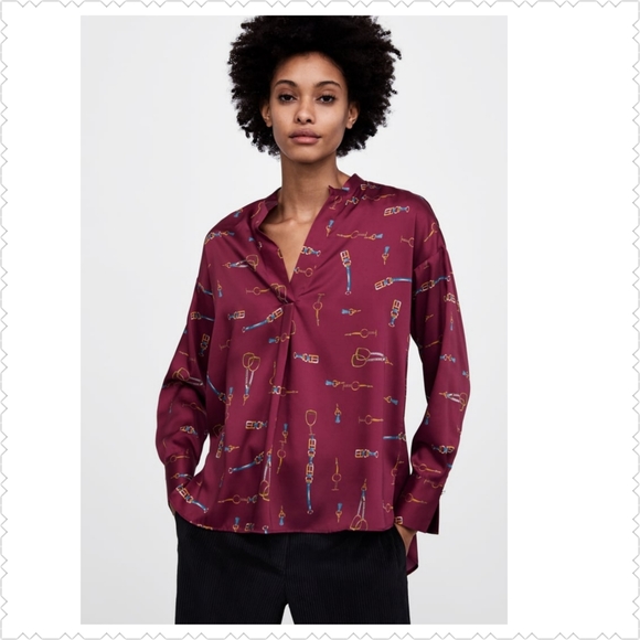 NWT Zara Women's Chain Print Top Size S - Picture 3 of 15